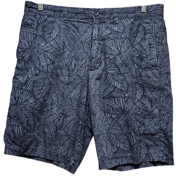 Banana Republic Mens 35 Blue Leaf‎ Print Cotton Shorts Made In Vietnam - Picture 1 of 8